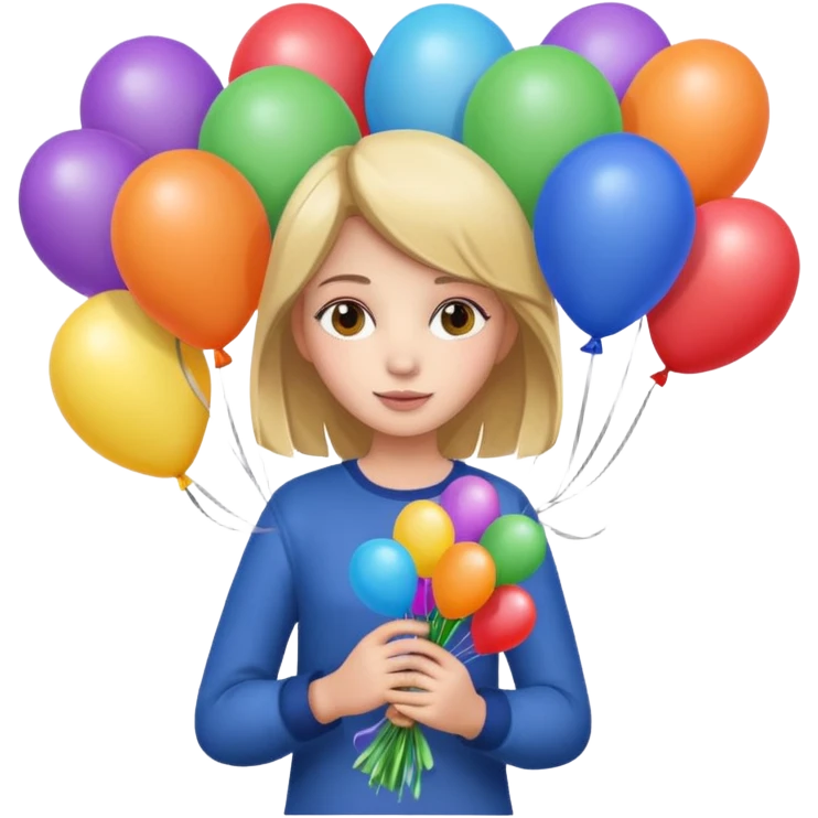 Girl with bouquet of balloons emoji