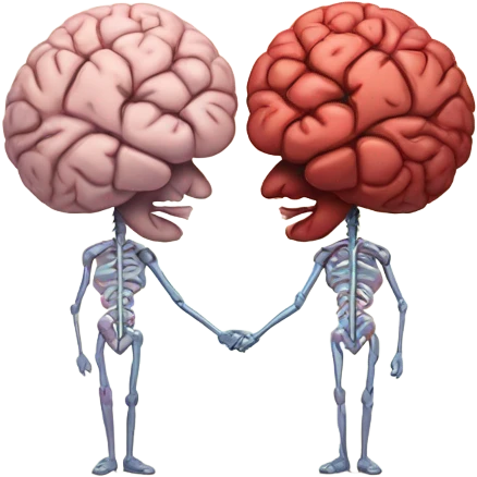 brain and atomic heart holding hands , mental health emoji