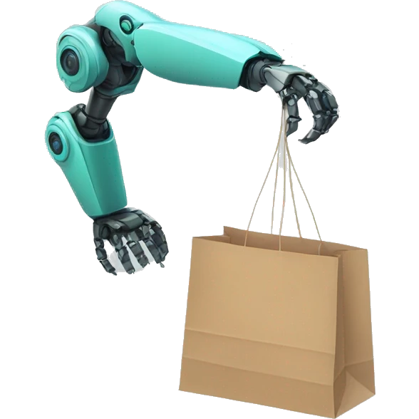 robot arm with shopping bag emoji