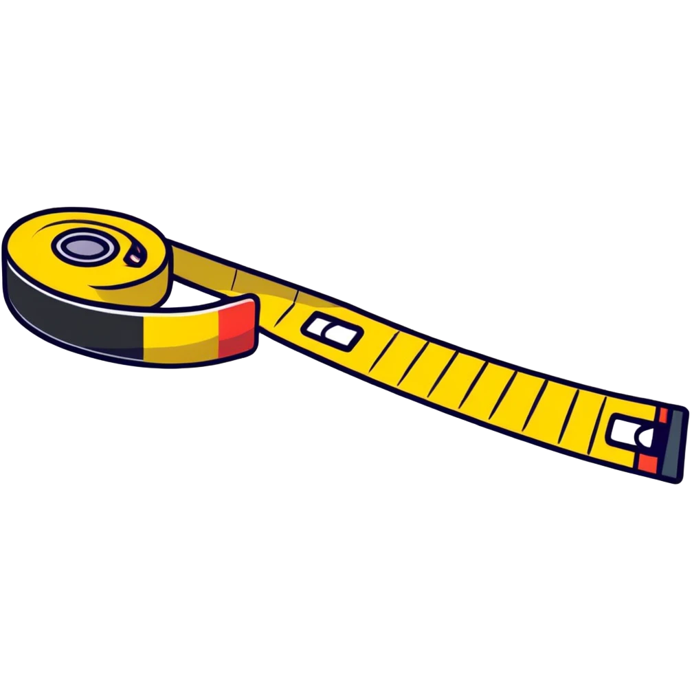 cartoon tape measure with high saturation and bright colors floating emoji