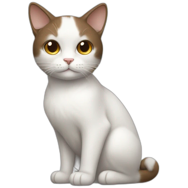 white cat but a bit brown hair in face full body emoji
