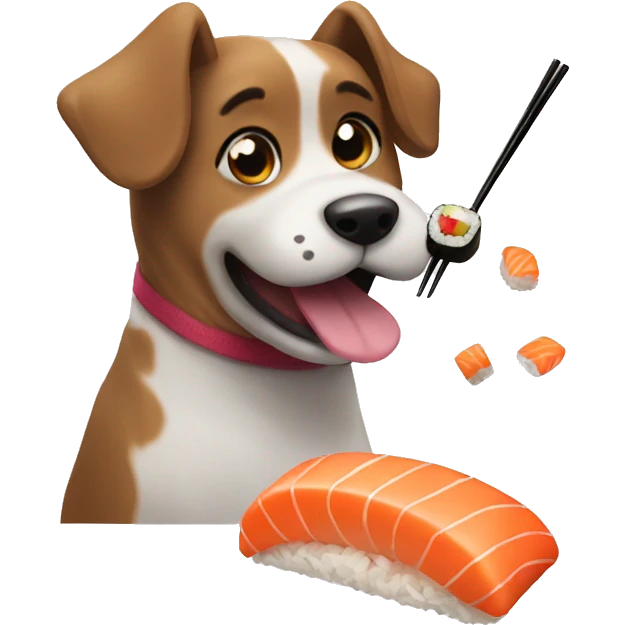 Dog eating sushi emoji
