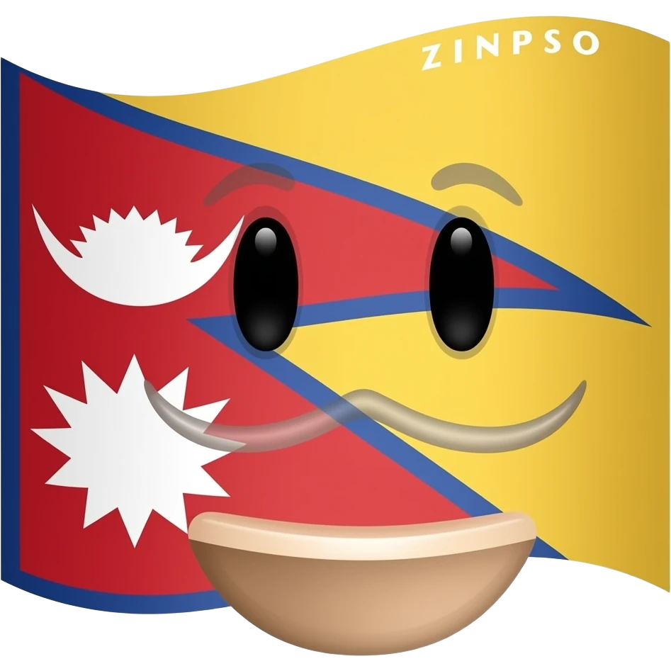 meme amarelo format of the nepal flag with a smiley face and next to him is bhutan and the bhutan flag says "ZINPSO" emoji