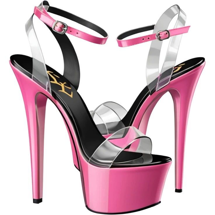  realistic pleaser brand transparent platform high heel sandals with in pink chrome bottom emoji