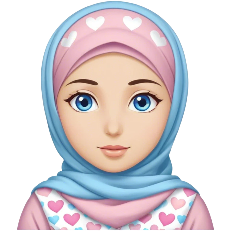 Turkish beautiful finish Konya girl blue eyes with hijab and pastel hearts dress emoji
