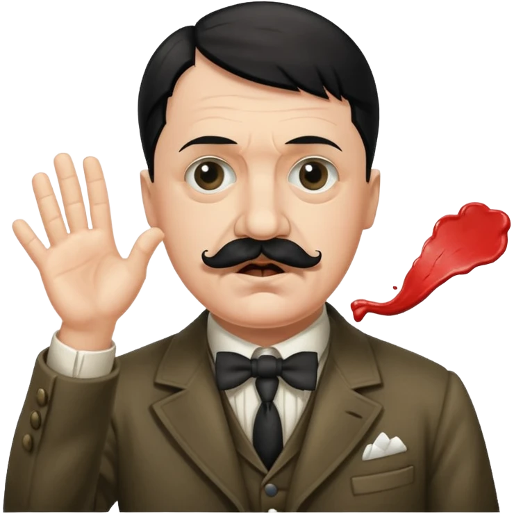 Adolf hitler with a Charlie Chaplin mustache throwing up CK emoji