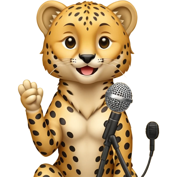 Cheetah with podcast microphone emoji