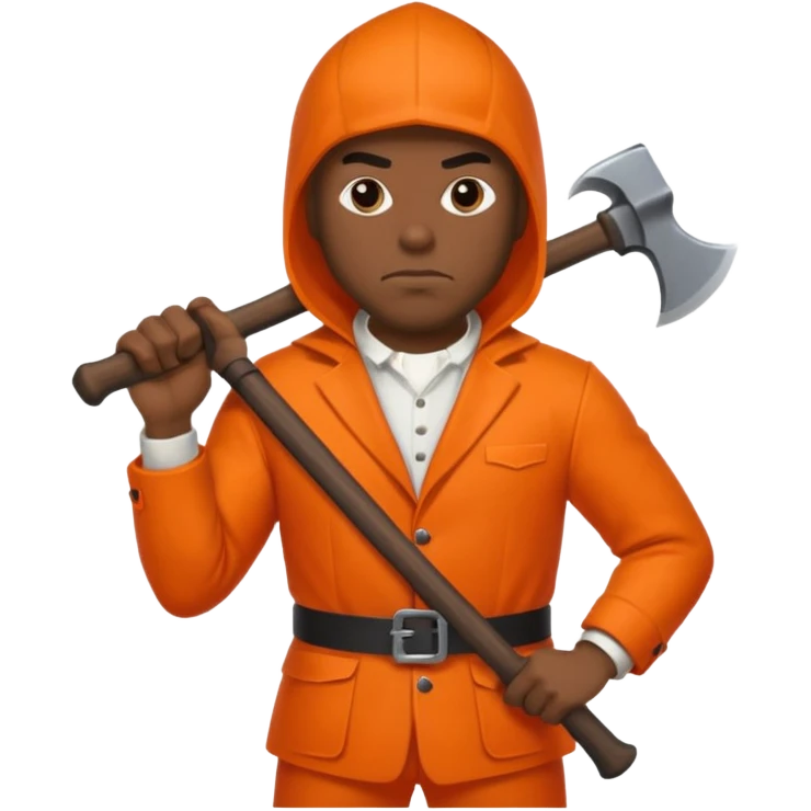 black man executioner in orange suit emoji