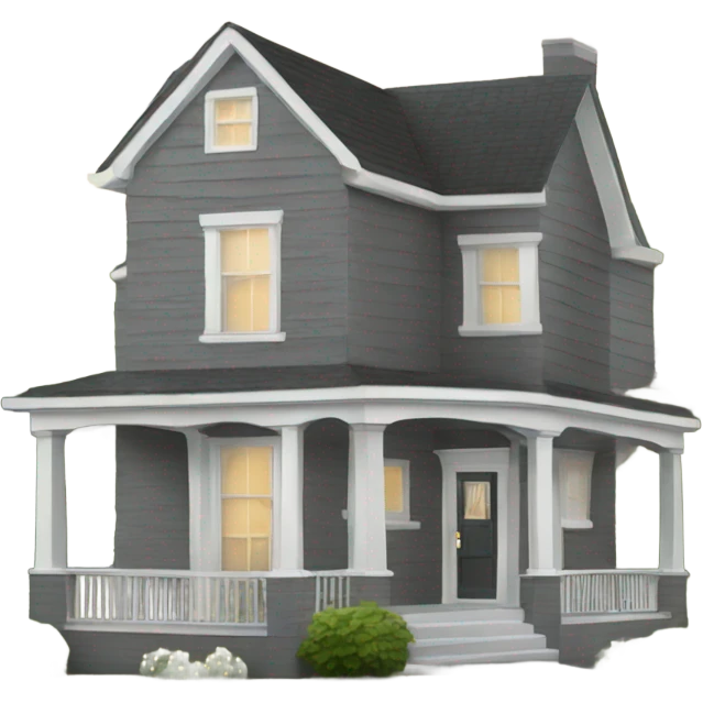 Grey 2 story house white trim  emoji