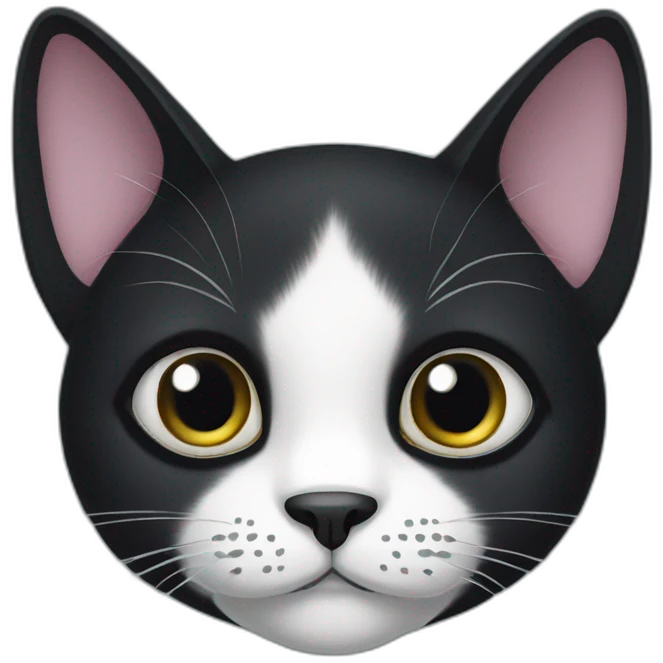 Big eyed black cat with white spot  emoji