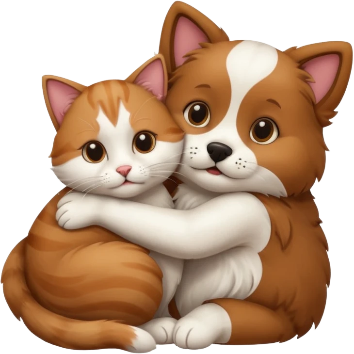 dog hug cat emoji