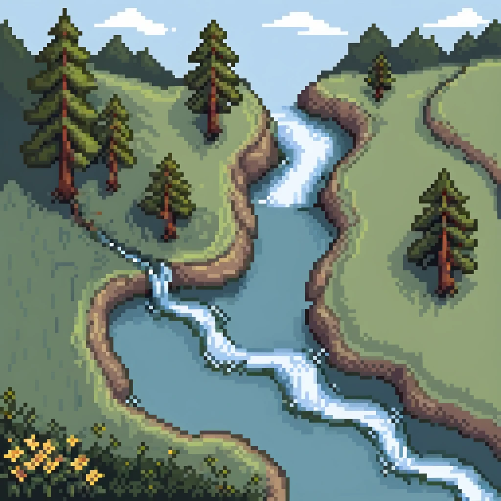 small river flowing through nature emoji