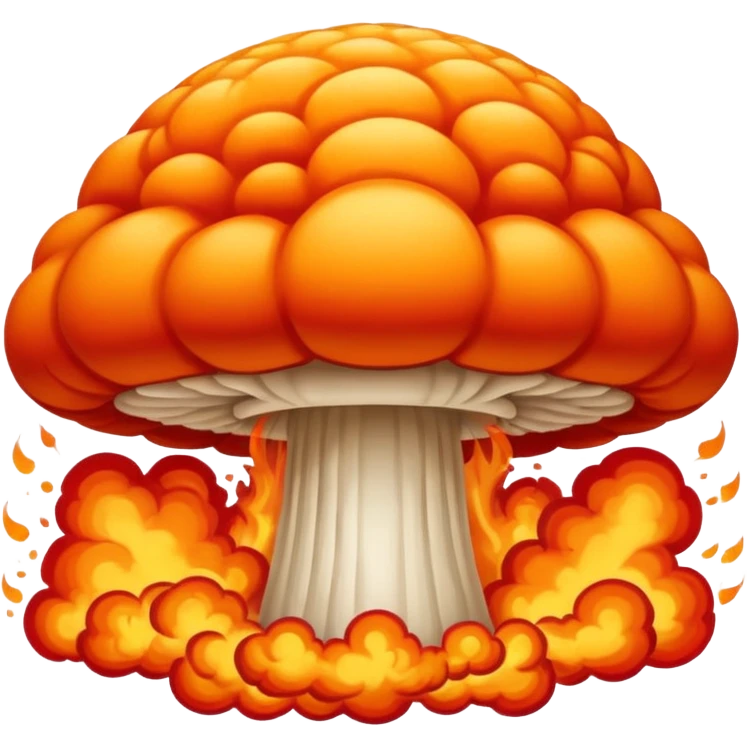 Can we make a nuclair bomb musroom cloud emoji, and make it very nuclair. Like everything on the world will burn and explode and stuff. So you will never survive this thing okay? emoji