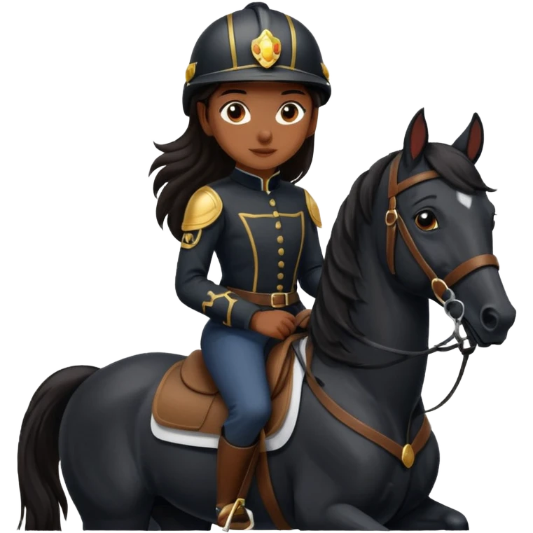 Brown girl on black horse  emoji