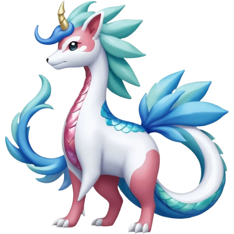 Celestial Magical sparkly shiny glittery Shaymin-Suicune-Milotic-Amaura-Pokémon-Fakémon-fusion, full body emoji