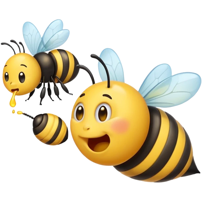 A emoji face farting a bee emoji