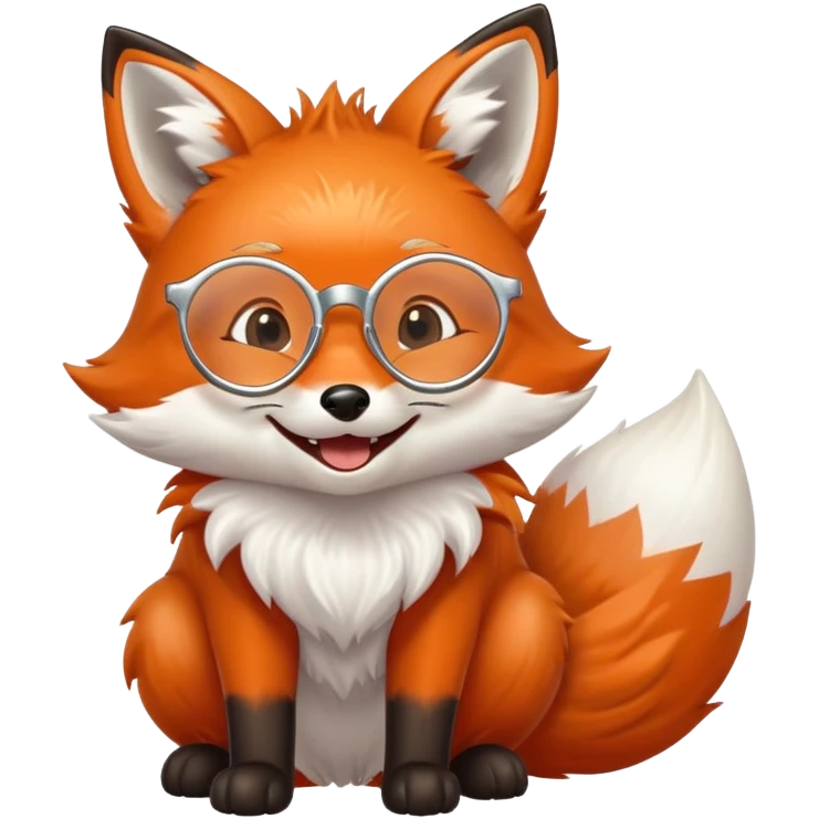 A magical fox with glowing fur, a silver star on its forehead, and round glasses, rolling on the floor and laughing uncontrollably. 🦊🤣 emoji
