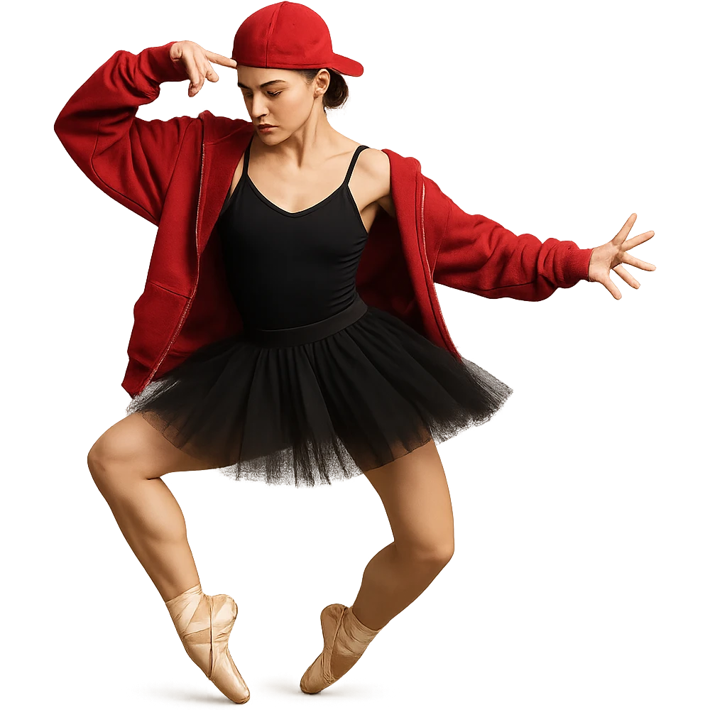 A ballerina dancing in a hip-hop style emoji