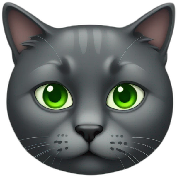 dark grey fat cat with green eyes emoji