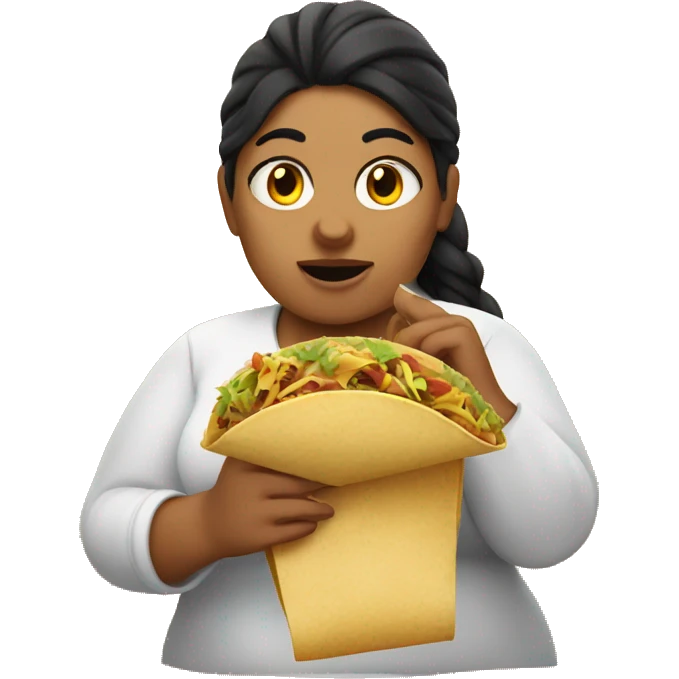 fat Mexican girl eating a taco  emoji