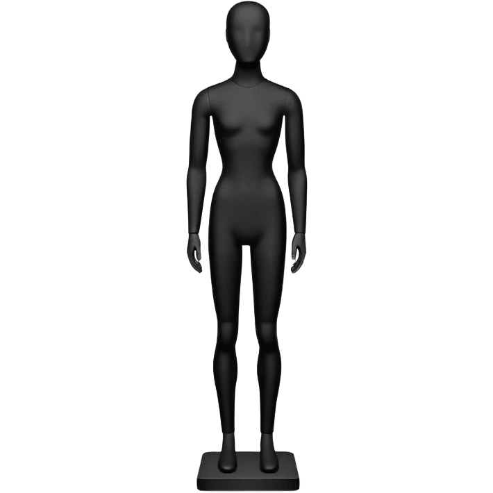 Minimalistic flat vector icon, iOS style, thin black contour on white background. Matte black mannequin in front of in 3D monochrome style. emoji