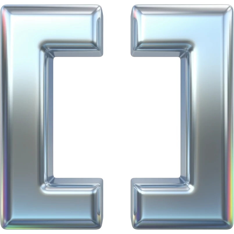 Single chrome 3D character "[" centered on transparent background, 
sleek polished mirror metal, sharp elegant edges, 
subtle chromatic aberration on edges, RGB color fringing, 
no background, isolated object, sticker style, 
square format 1:1, brutalist Y2K chrome aesthetic emoji