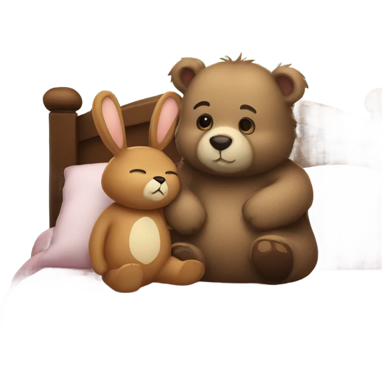 bear and brown bunny in bed emoji