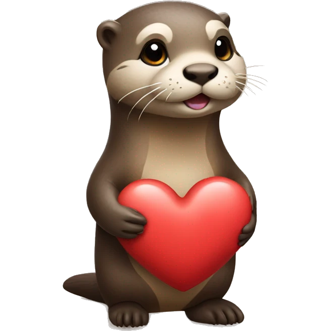 A little otter holding a heart emoji