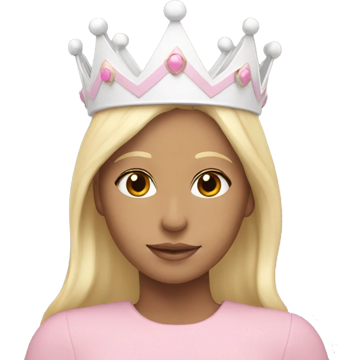 White and pastel pink crown worn by a blonde girl emoji