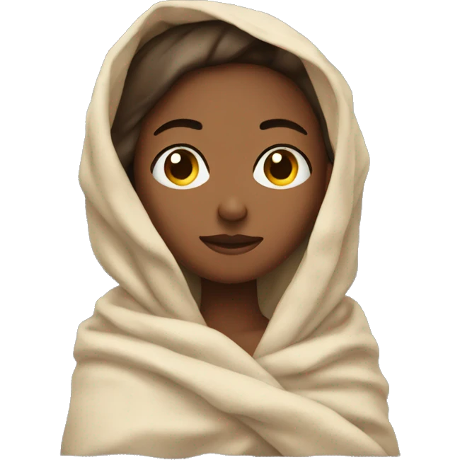 Girls wrapped up in blanket with eyes closed emoji