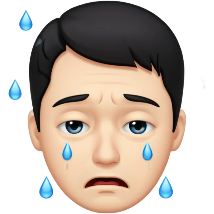 man crying with black hair emoji
