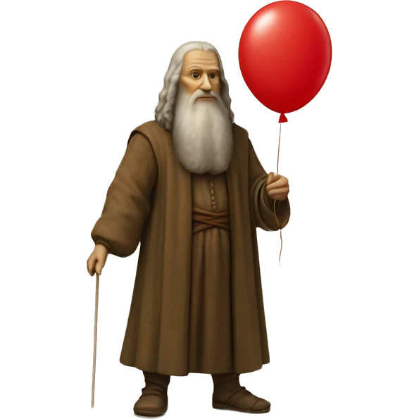leonardo da Vinci holds a red balloon in his hand emoji