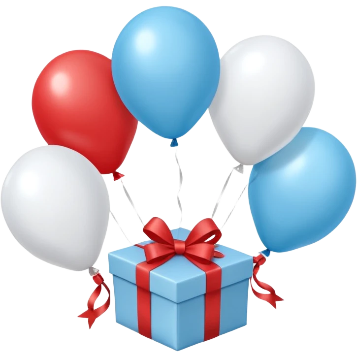 Please make light blue and white balloons too, make several and tie them to a gift emoji