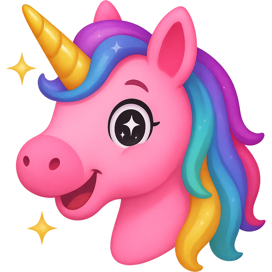 pink unicorn emoji, magical and playful emoji