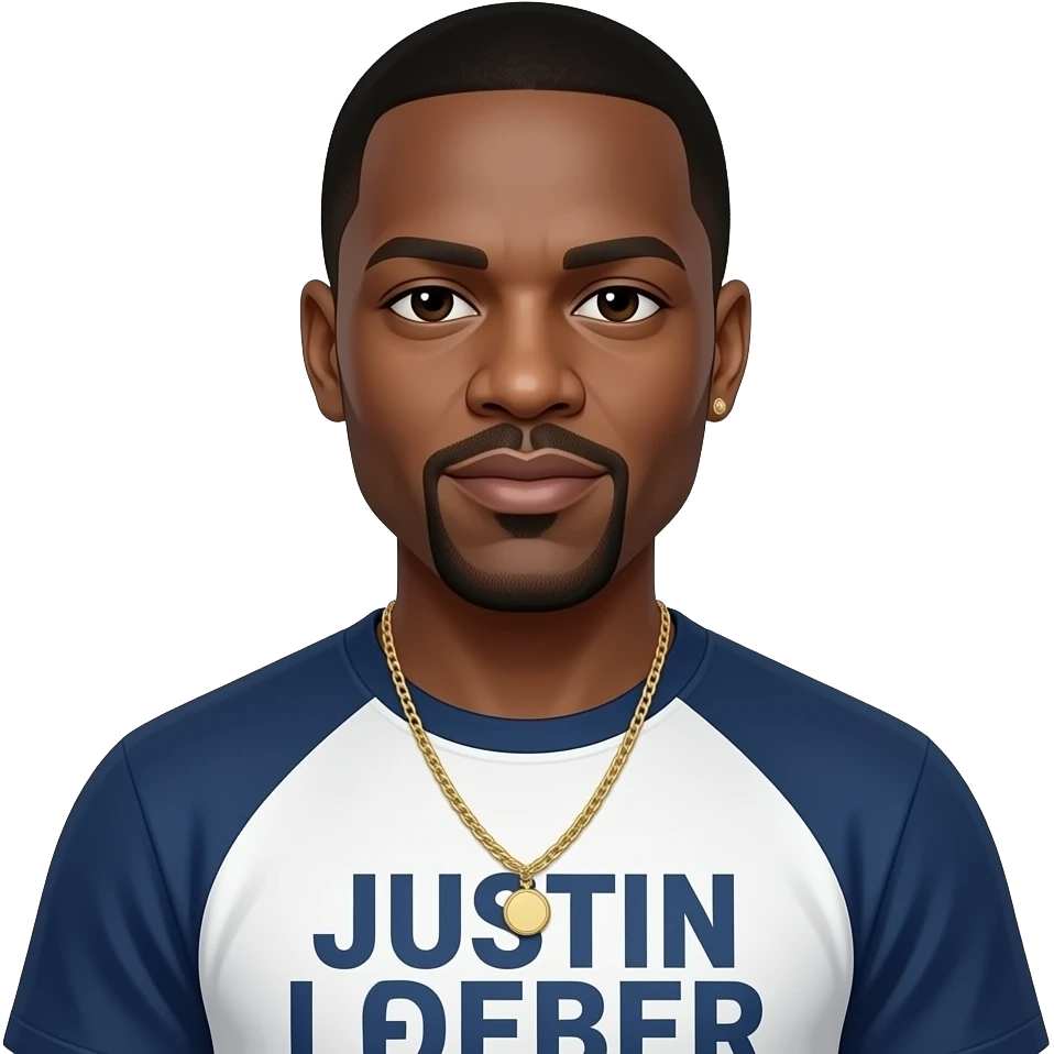 Sean Combs lookalike with Biebs shirt emoji