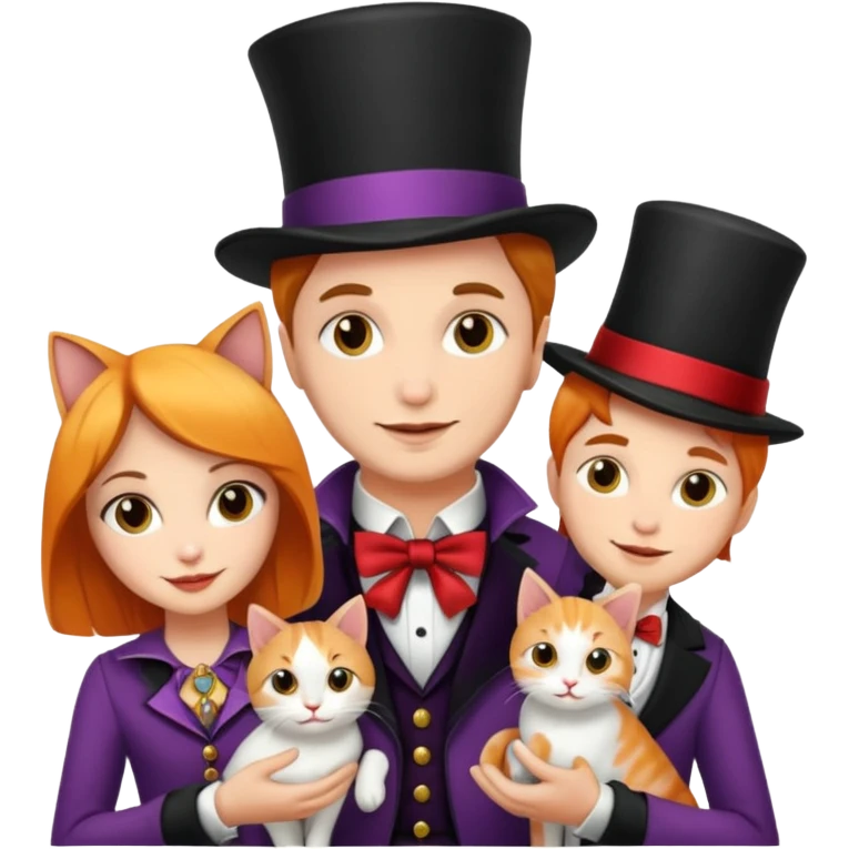magician couple and their pet cat emoji