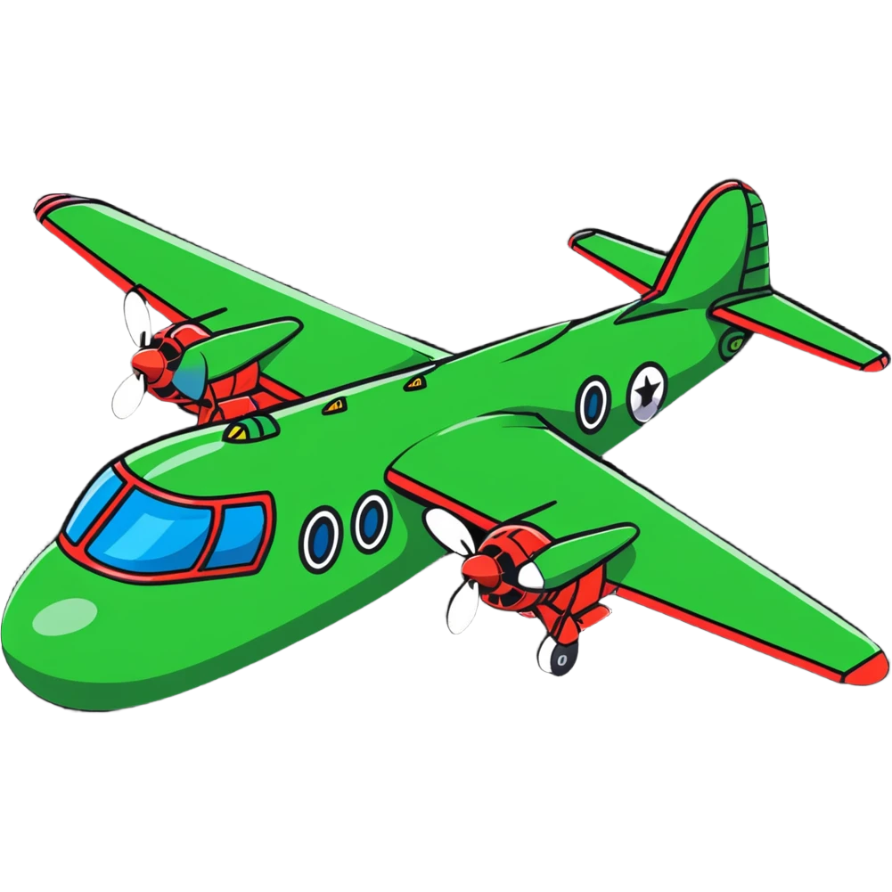 Fantasy aircraft with WWII bomber body, four propeller engines, and crocodile head and scales emoji
