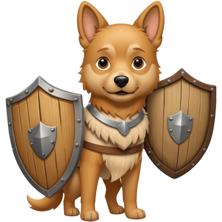 dog, ancient greece with only wooden shield emoji