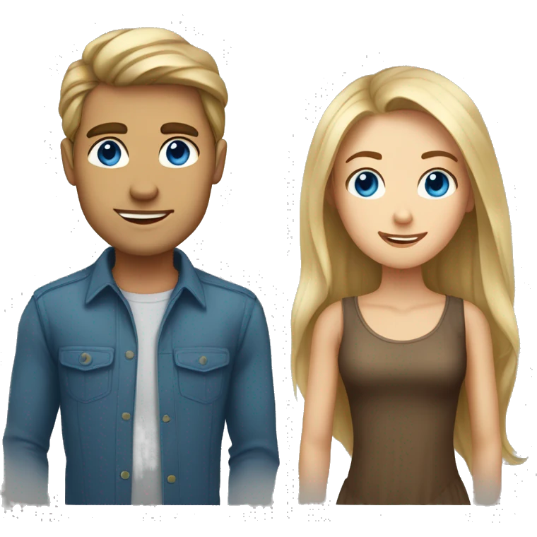 A blue-eyed blond guy and a brown-eyed girl with long brown hair emoji