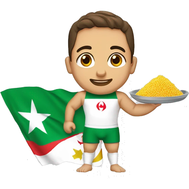 Une Algérienne qui mange du couscous avec un maillot de l’Algérie  emoji