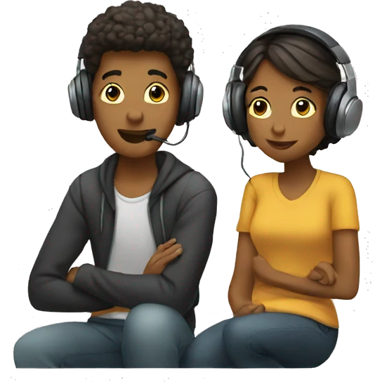 two people listening to music emoji