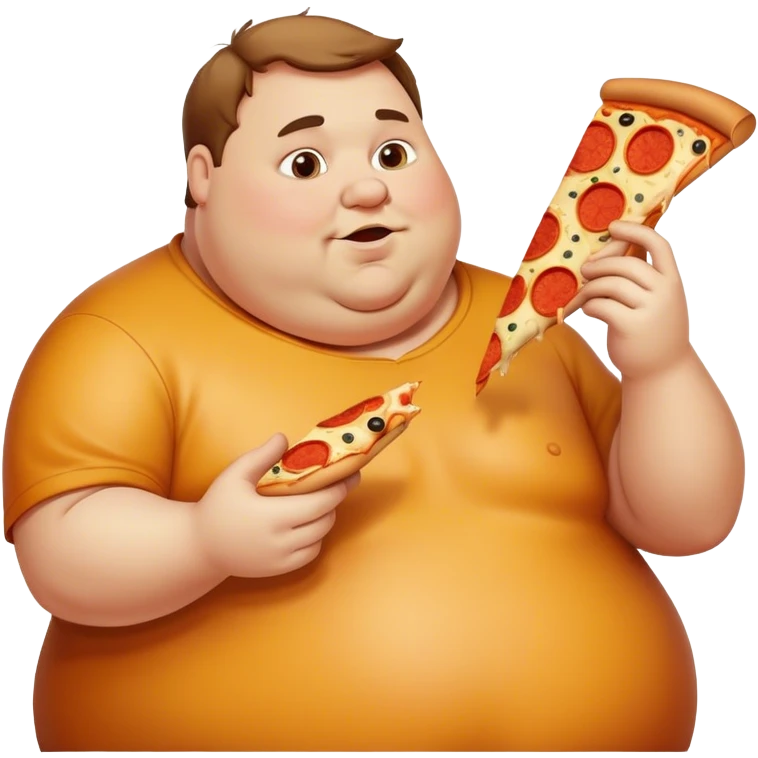 Fat man eating pizza emoji