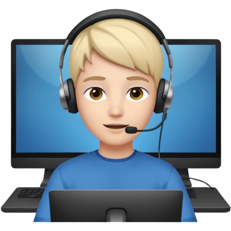 person at their computer in a call, pov from behind, we can see the screen  emoji