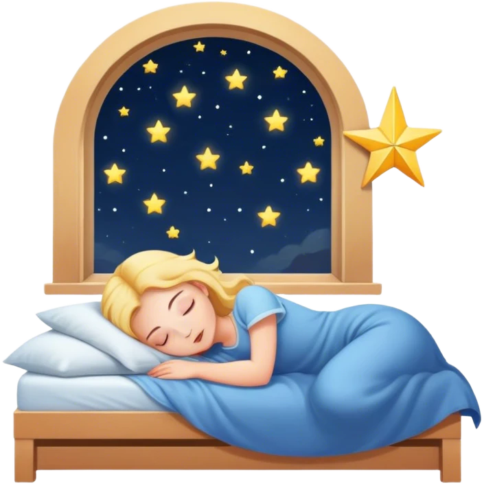 The ray of a star entering through the window into the room of a sleeping girl. emoji