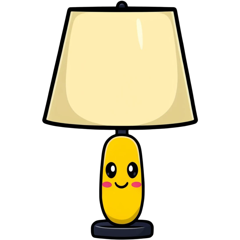 table lamp with cheerful face emoji