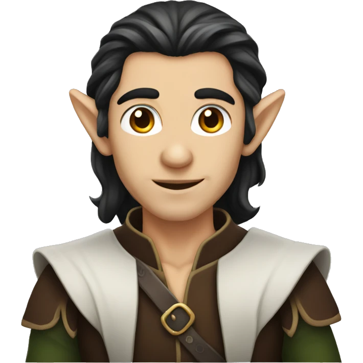 Dark hair elf male with long hair without beard emoji
