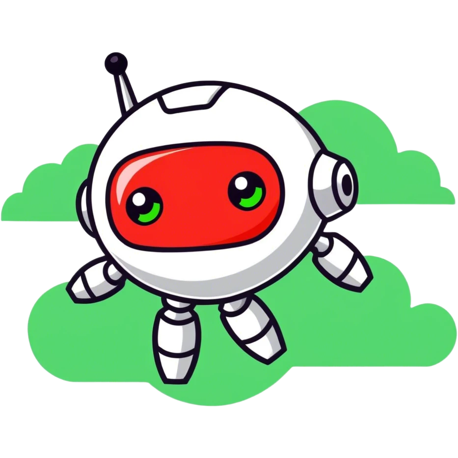 Robot in a cloud with streaming data emoji