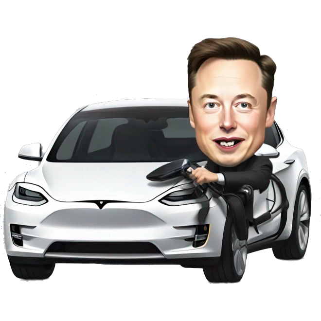 Elon Musk pushing a tesla break pedal emoji