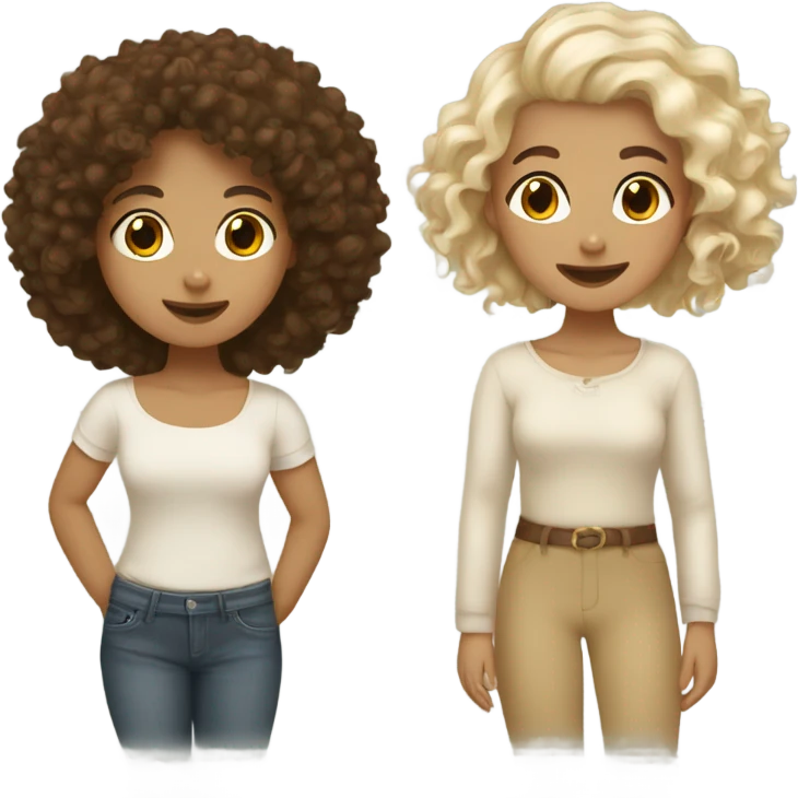 2 girls a lightskin one with brown curls and a white one with blond hair hugging emoji