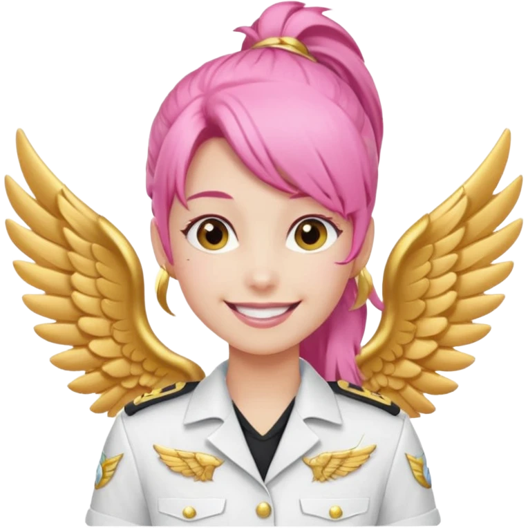 Commander Bloom – pink ponytail pilot in white uniform and gold wings emoji